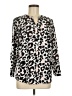 Talbots 100% Polyester Animal Print Black Long Sleeve Blouse Size M - photo 1