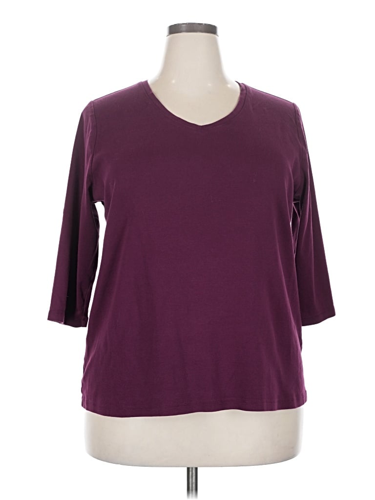 Pre-owned St. John's Bay 3/4 Sleeve T-shirt In Burgundy