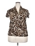 California Waves Animal Print Brown Short Sleeve Blouse Size 2X - photo 1