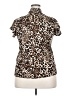 California Waves Animal Print Brown Short Sleeve Blouse Size 2X - photo 2