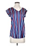 Express Stripes Blue Short Sleeve Blouse Size XS - photo 1