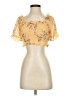 Mele E Pere 100% Polyester Yellow Short Sleeve Blouse Size S - photo 1