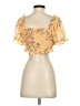 Mele E Pere 100% Polyester Yellow Short Sleeve Blouse Size S - photo 2