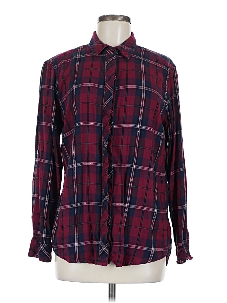 Pre-owned Kut From The Kloth Long Sleeve Button Down Shirt In Burgundy