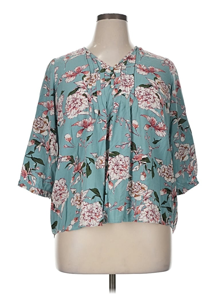 Pre-owned Fun2fun 3/4 Sleeve Blouse In Blue