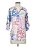 Yumi Kim 100% Polyester Floral Blue 3/4 Sleeve Blouse Size S - photo 1