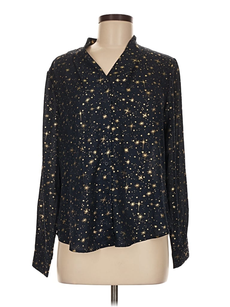 Pre-owned Allegra K Long Sleeve Blouse In Gold