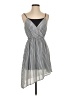 Double Zero 100% Polyester Stripes Gray Casual Dress Size S - photo 1
