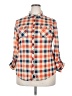 Passport 100% Polyester Plaid Orange Long Sleeve Blouse Size 2X - photo 1