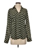 Express Outlet 100% Polyester Chevron-herringbone Green Long Sleeve Blouse Size S - photo 1
