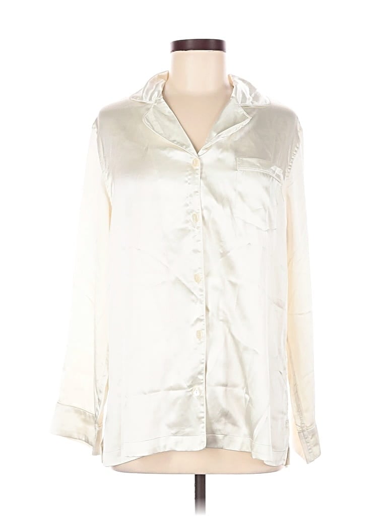 Pre-owned Saks Fifth Avenue Long Sleeve Blouse In Ivory