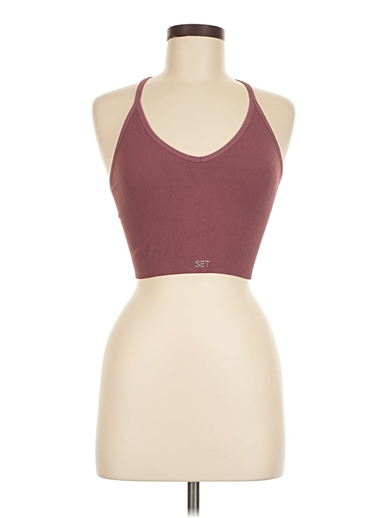 Pre-owned Set Active Tank Top Burgundy Halter Neckline Tops
