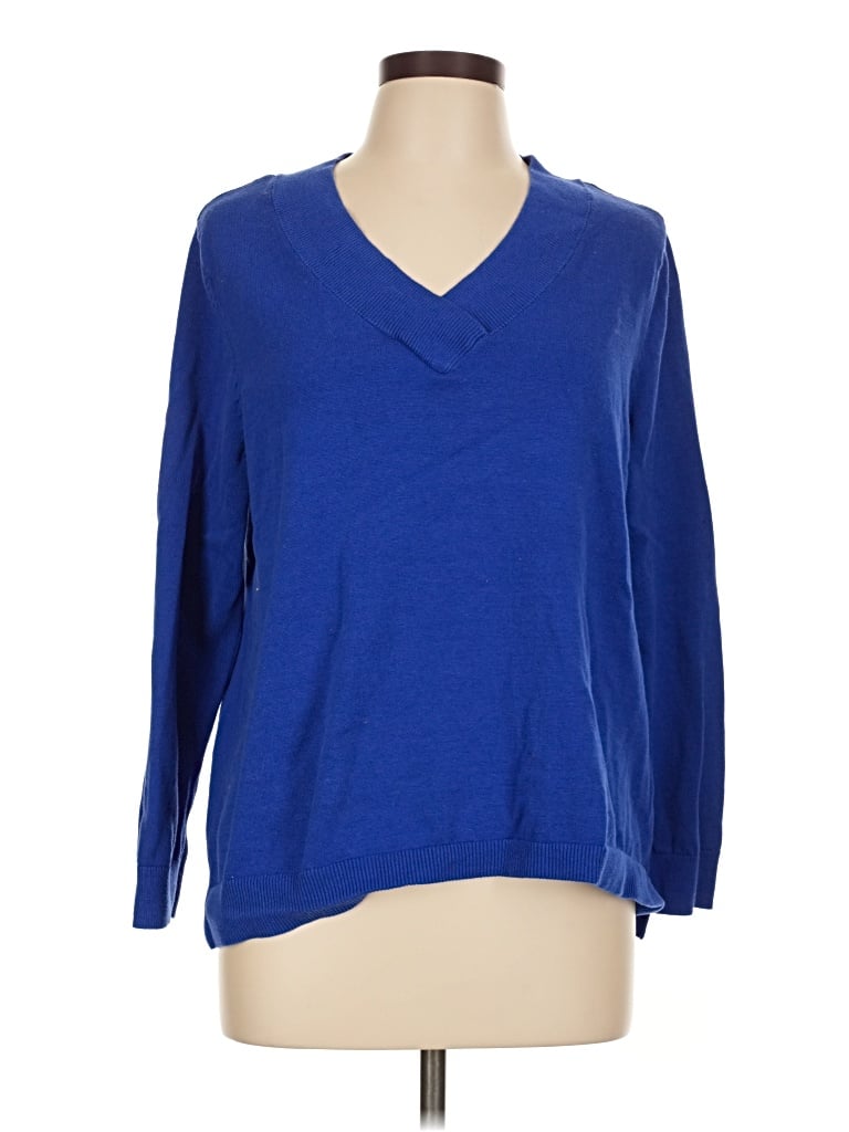 Pre-owned Karen Scott 3/4 Sleeve T-shirt In Blue