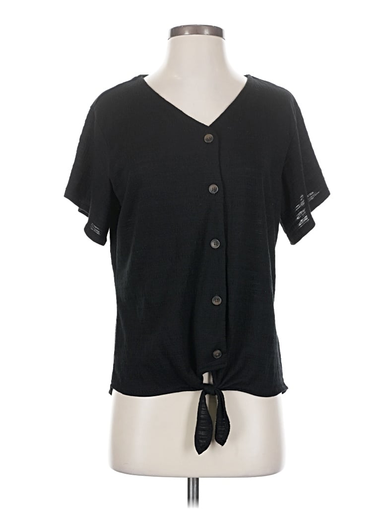 Pre-owned Weatherproof Short Sleeve Top Black V Neck Tops