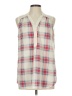Fervour 100% Polyester Plaid Ivory Sleeveless Blouse Size L - photo 1