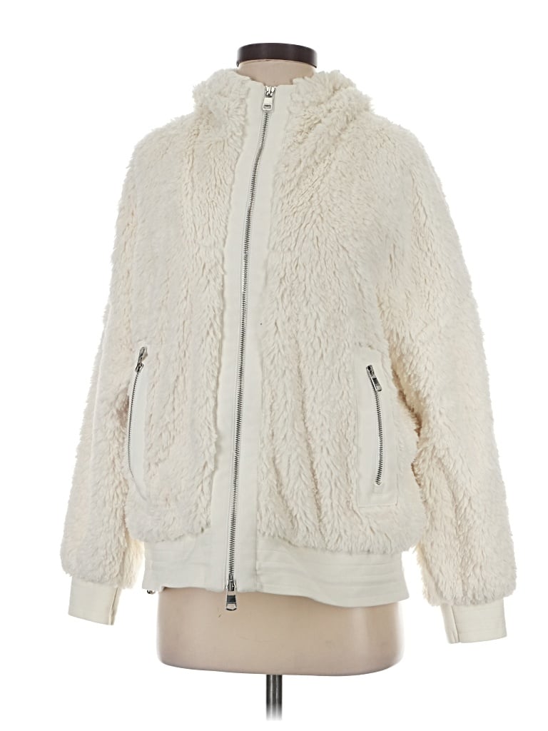 Pre-owned Varley Faux Fur Jacket In White