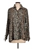 Reserved Animal Print Brown Long Sleeve Blouse Size L - photo 1