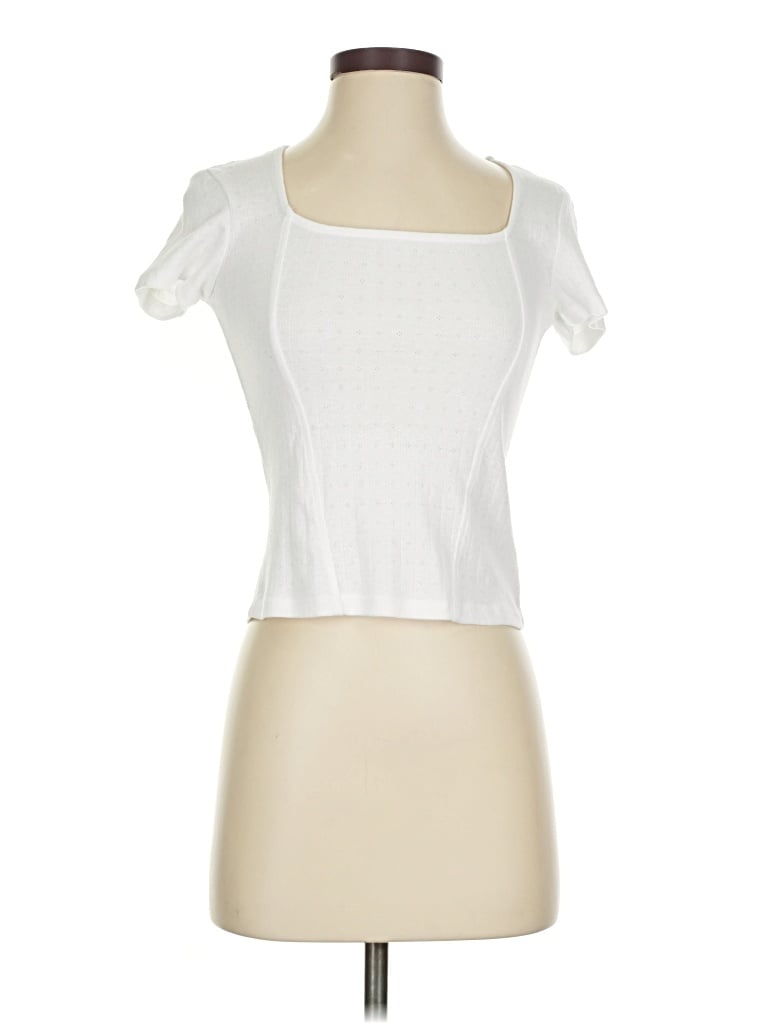 Pre-owned Pink Republic Short Sleeve Top White Sweetheart Neckline Tops