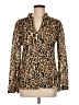 Tory Burch Animal Print Brown Long Sleeve Blouse Size 6 - photo 1