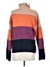 Mystree Color Block Stripes Orange Turtleneck Sweater Size S - photo 2