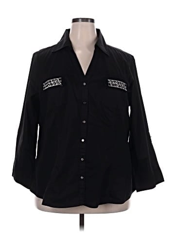 Cato 3/4 Sleeve Button-Down Shirt (view 1)