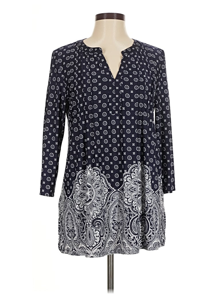 Pre-owned Perseption Concept 3/4 Sleeve Blouse In Blue