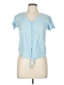 Sim & Sam 100% Rayon Blue Short Sleeve Henley Size L - photo 1
