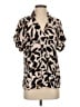 CAbi Print Tan Short Sleeve Blouse Size XS - photo 1