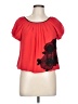 Studio M 100% Polyester Red Short Sleeve Blouse Size L - photo 1