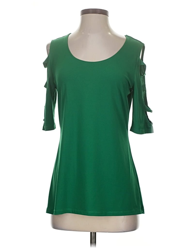Pre-owned Metrostyle 3/4 Sleeve Top Green Cold Shoulder Neckline Tops
