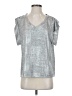 Assorted Brands Metallic Silver Short Sleeve Top Size S - photo 1