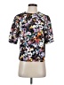 Charles Henry Floral Black Short Sleeve Blouse Size 4 - photo 1