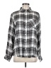 Keren Hart 100% Rayon Plaid Gray Black Long Sleeve Button-Down Shirt Size M - photo 1