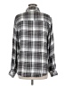 Keren Hart 100% Rayon Plaid Gray Black Long Sleeve Button-Down Shirt Size M - photo 2