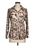 David Cline Animal Print Tan Long Sleeve Blouse Size M - photo 1