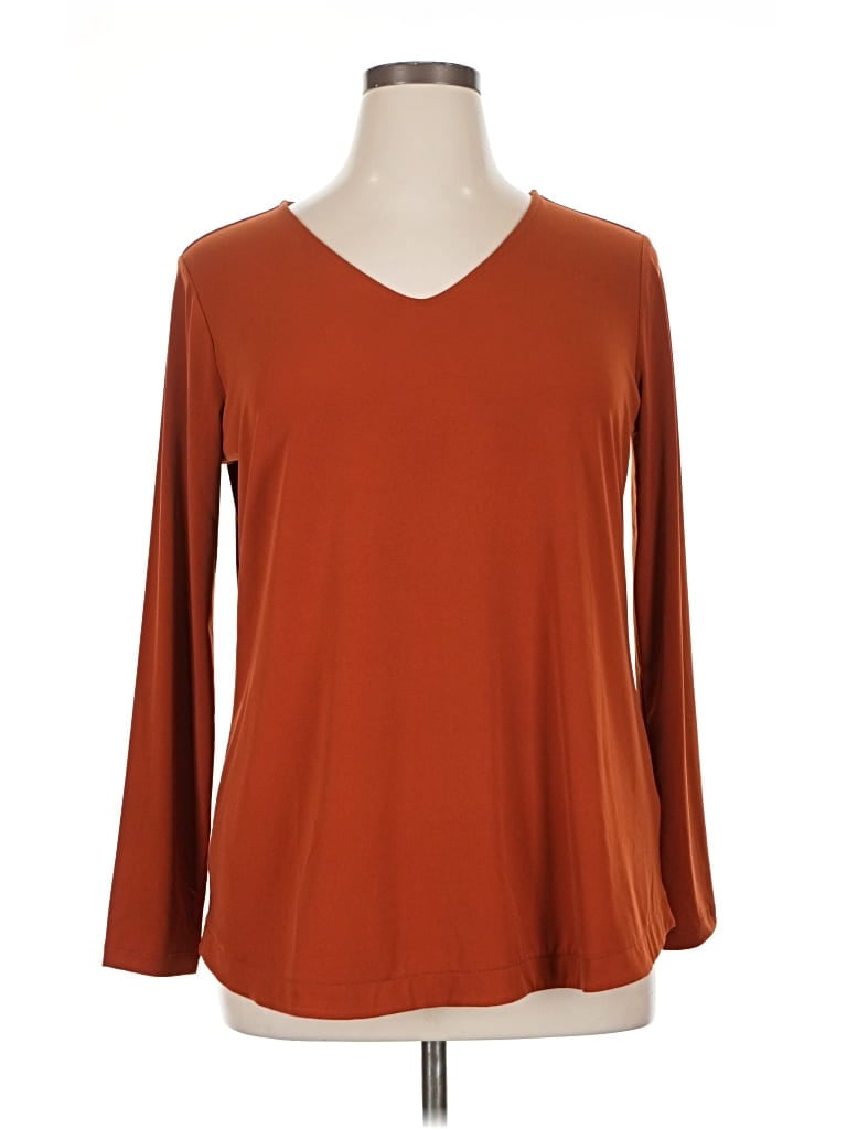 Pre-owned Susan Graver 3/4 Sleeve T-shirt In Brown