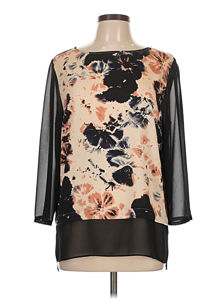 Pre-owned Dknyc 3/4 Sleeve Blouse In Black