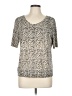 Talbots Animal Print Multi Color Silver Short Sleeve Top Size L - photo 1