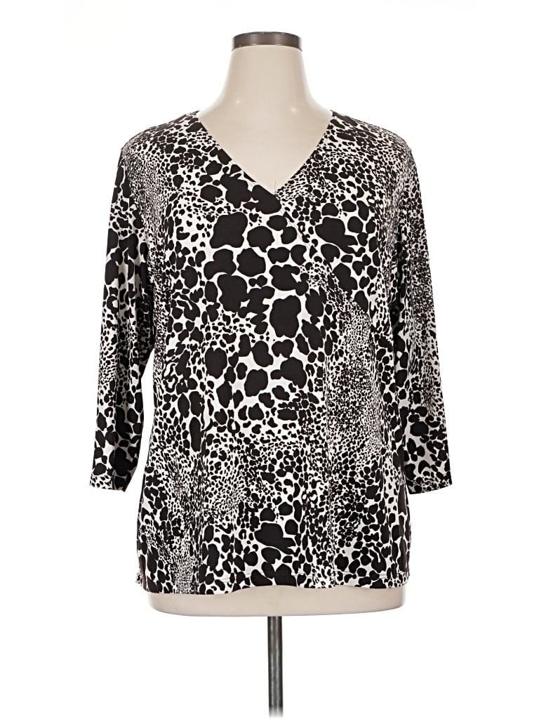 Pre-owned Susan Graver 3/4 Sleeve Blouse In Silver