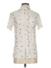 Assorted Brands 100% Rayon Hearts Ivory Short Sleeve Button-Down Shirt Size XS - photo 1