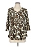 Jules and James Animal Print Brown 3/4 Sleeve Blouse Size L - photo 1