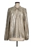 Ann Taylor LOFT 100% Polyester Metallic Silver Long Sleeve Blouse Size M - photo 1