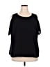 Kaari Blue 100% Polyester Black Short Sleeve Blouse Size 2X - photo 1