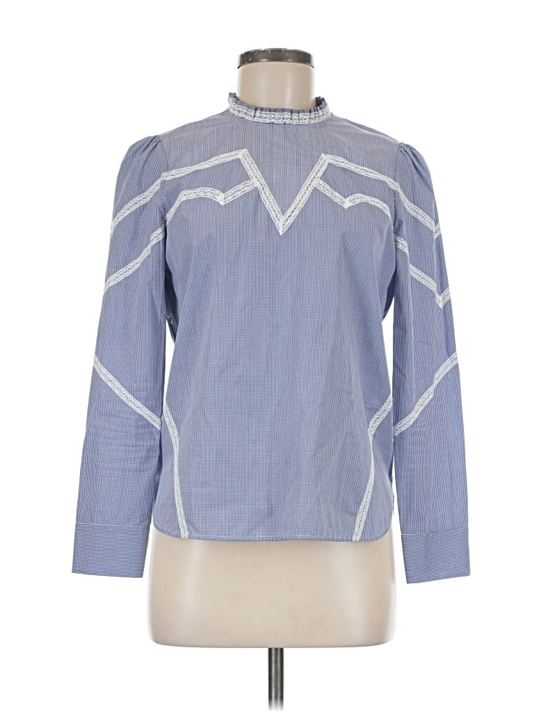Pre-owned Sandro Long Sleeve Blouse In Blue