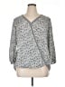Max Studio 100% Polyester Print Multi Color Gray 3/4 Sleeve Blouse Size 1X - photo 1
