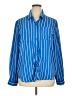 Belle Tweed 100% Polyester Stripes Blue Long Sleeve Blouse Size XL - photo 1