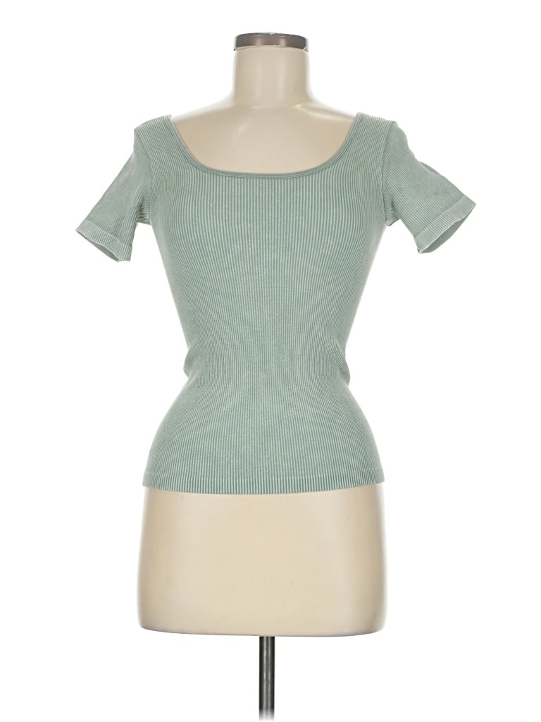 Pre-owned Yelete Short Sleeve Top Green Sweetheart Neckline Tops