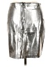 Unbranded 100% Polyester Metallic Silver Faux Leather Skirt Size L - photo 2