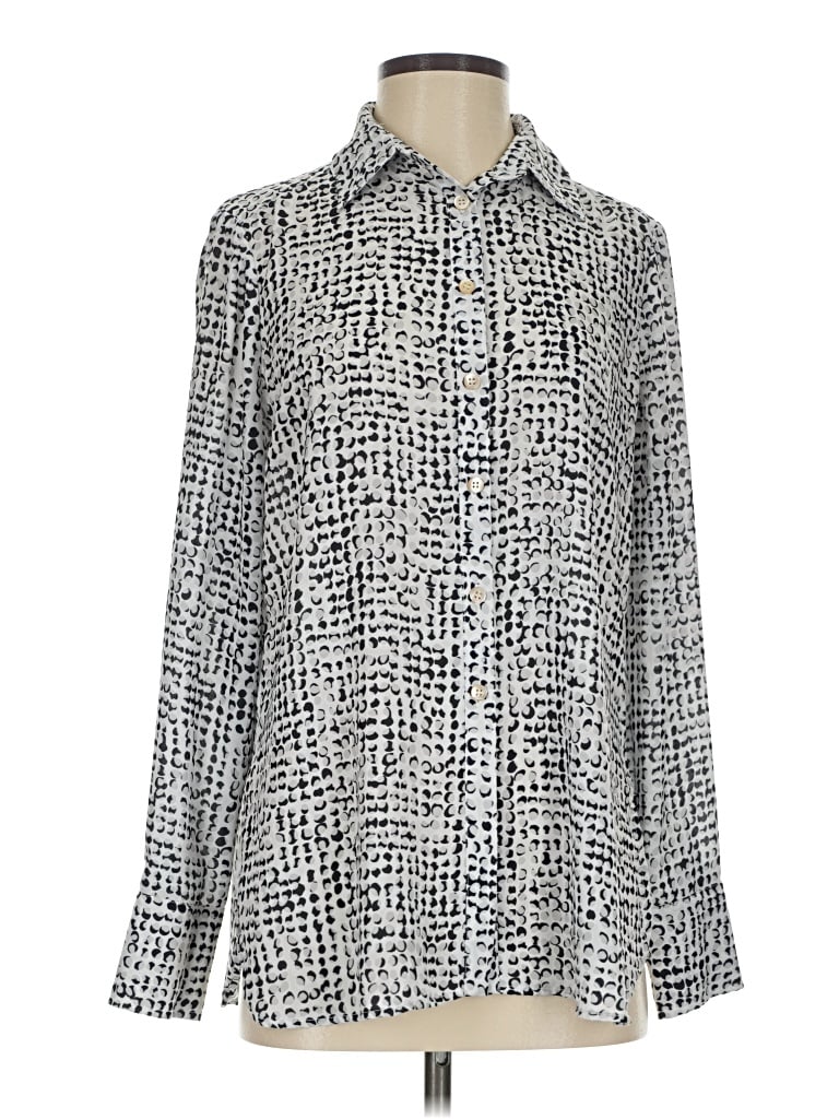 Pre-owned E3 By Etcetera Long Sleeve Blouse In Silver