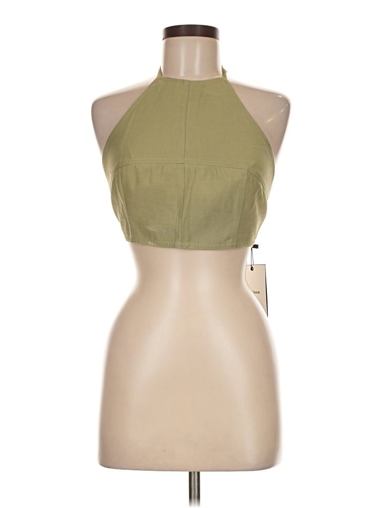 En Saison Sleeveless Top Green Halter Neckline Tops